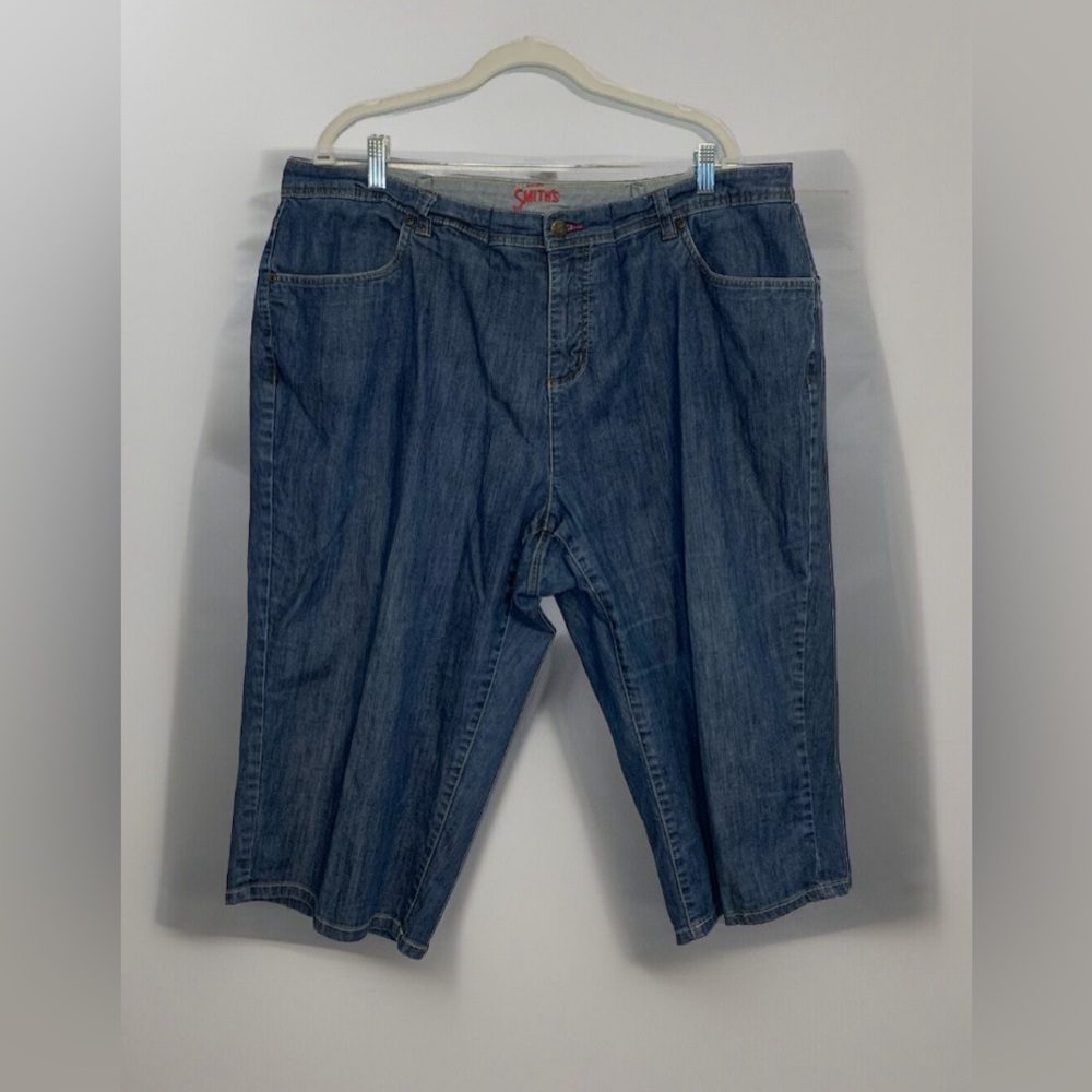 SMITH'S Women's Blue Jeans Size 22W Jorts Bermuda Shorts Tapered Blokecore Y2K